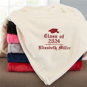 The Graduate Embroidered Fleece Blanket - 60x80 Beige - 46955-LI