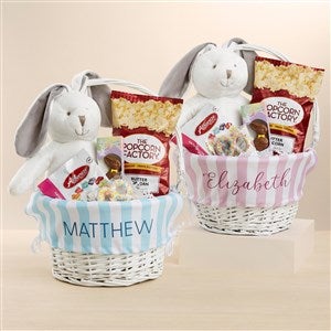 Delicate Stripes Personalized Easter Bunny Basket  Treats Gift Set - 47041-W