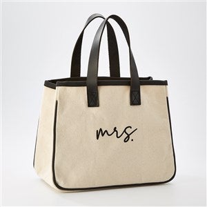 "Mrs." Canvas and Leather Mini Tote Bag - 47147