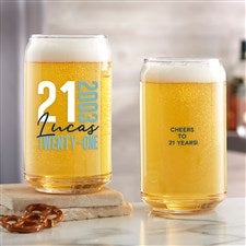 Timeless Birthday Personalized Beer Can Glass - 47222-B