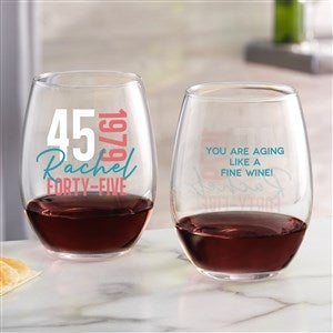 Timeless Birthday Personalized Stemless Wine Glass - 47231-S