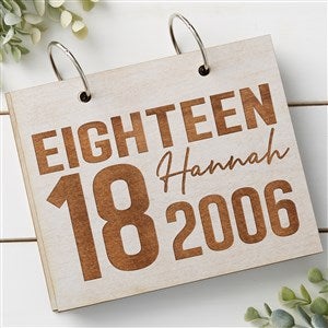 Timeless Birthday Personalized Wood Photo Album - Whitewash - 47233-W