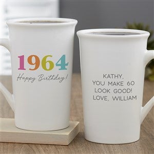 Birthday Year Personalized Latte Mug 16 oz.- White - 47253-U