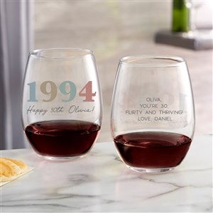 Birthday Year Personalized Stemless Wine Glass - 47261-S