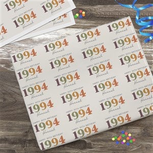 Birthday Year Personalized Wrapping Paper Sheets - Set of 3 - 47262-S