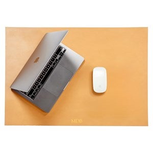Personalized Leather Desk Blotter-Tan - 47297D-T