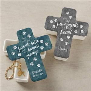 Paw Prints On My Heart Personalized Cross Box - 47306