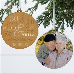 Eternal Love Personalized Wood Anniversary Photo Christmas Ornament - 2 Side - 47332-2W