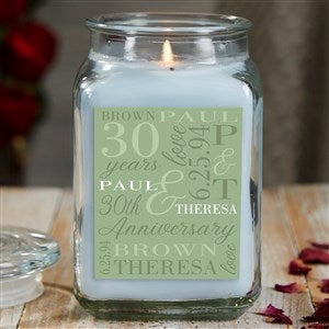 Eternal Love Personalized 18 oz. Anniversary Linen Candle Jar - 47333-18CW