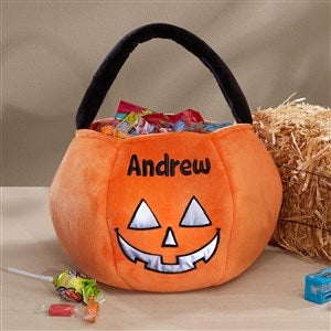 Cheerful Pumpkin Embroidered Reflective Boy Halloween Treat Bag - 47338