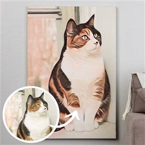 Cartoon Your Pet Portrait Personalized Photo Canvas Print - 28x 42 - 47419-28x42