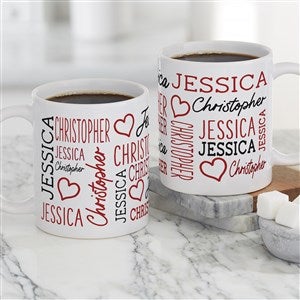 Repeating Name Heart Personalized Coffee Mug 11 oz.- White - 47426-S