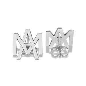 Personalized Overlapping Initial Earrings - Silver - 47523D-SS