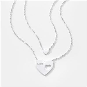 Engraved Big  Little Heart Necklace Set - 47574