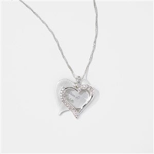 Engraved Silver Brushed Heart Swing Necklace - 47598