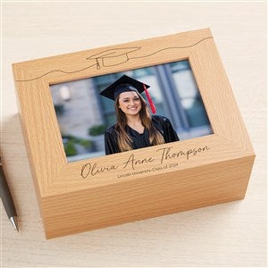 Scripty Grad Hat Personalized Photo Keepsake Box - 47798