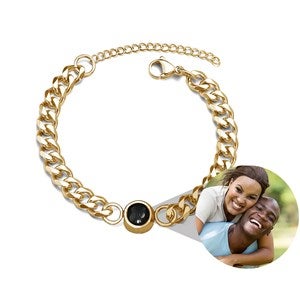 Custom Photo Projection Curb Bracelet - Gold - 47820D-G