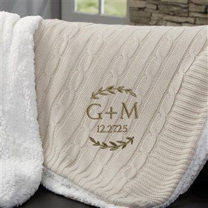Wedding Initials Personalized Knit Throw Blanket - Tan - 50x60 - 47823-T