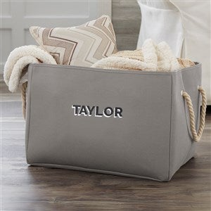 Shadow Name Personalized Embroidered Storage Tote- Grey - 47918-G