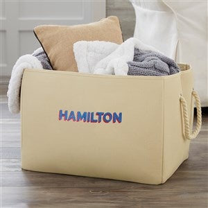 Shadow Name Personalized Embroidered Storage Tote- Natural - 47918-N