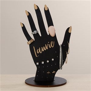 Wooden Hand Personalized Jewelry Holder - Black Poplar - 47938-B