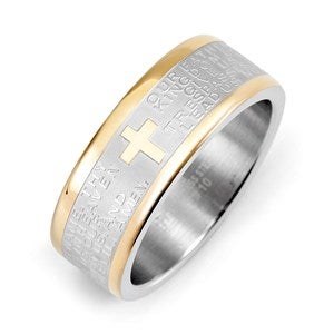 Mens Engravable Two Tone Lords Prayer Ring - 48036D
