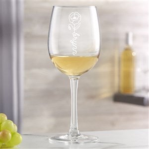 Birth Flower Name Engraved White Wine Glass - 48068-W