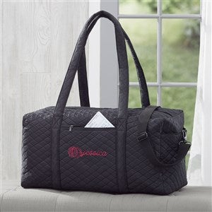 Birth Flower Name Embroidered Quilted Duffel Bag - 48071