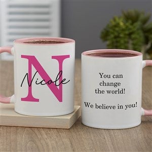 Simple Signature Personalized Coffee Mug 11 oz.- Pink - 48074-P