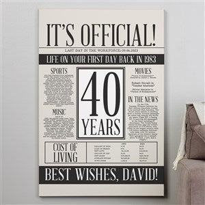 Officially Retired Personalized Canvas Print  - 28quot; x 42quot; - 48090-28x42