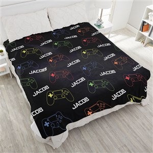 Neon Gaming Personalized 90x90 Plush Queen Fleece Blanket - 48095-QU