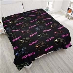 Neon Gaming Personalized 90x108 Plush King Fleece Blanket - 48095-K