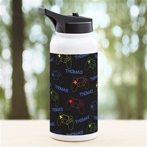 Neon Gaming Personalized Double-Wall Vacuum Insulated 32 oz. Water Bottle - 48099-L