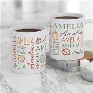 Fall Repeating Name Personalized Coffee Mug 11 oz.- White - 48142-S