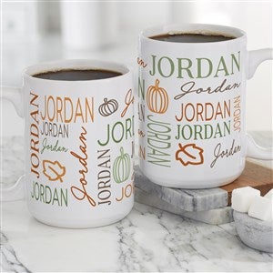 Fall Repeating Name Personalized Coffee Mug 15 oz.- White - 48142-L