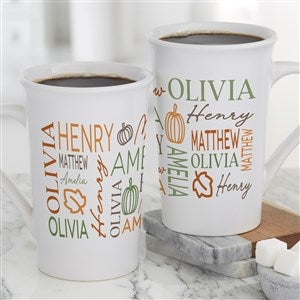 Fall Repeating Name Personalized Latte Mug 16 oz.- White - 48142-U