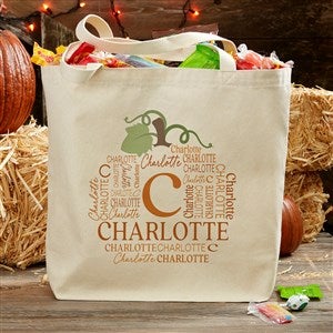 Fall Repeating Name  Personalized Canvas Tote Bag- 20quot; x 15quot; - 48150-L