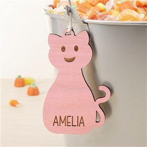 Halloween Character Personalized Wooden Basket Tag-Pink Stain - 48155-P