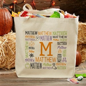 Halloween Repeating Name Personalized Canvas Tote Bag- 20quot; x 15quot; - 48162-L