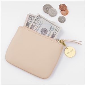 Engraved Blush Leather Card  Coin Purse - 48211