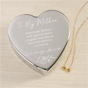 Floral Message To Mom Personalized Heart Jewelry Box  Gold Infinity Necklace - 48319-GH