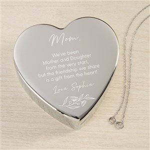 Floral Message To Mom Personalized Heart Jewelry Box  Silver Infinity Necklace - 48319-SH