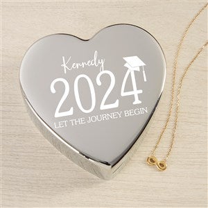 Classic Graduation Personalized Heart Jewelry Box  Gold Infinity Necklace  - 48323-GH