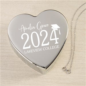 Classic Graduation Personalized Heart Jewelry Box  Silver Infinity Necklace  - 48323-SH