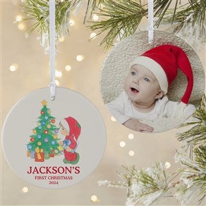 Precious Moments® Holly Jolly Personalized Ornament-3.75quot; Matte- 2 Sided - 48329-2L