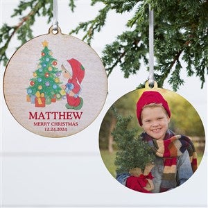 Precious Moments®  Holly Jolly Personalized Ornament-3.75quot; Wood- 2 Sided - 48329-2W