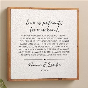 Love is Patient Personalized Pulp Paper Framed Print - 14x14 - 48349-L