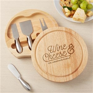 Wine & Cheese Personalized Round Cheese Board & Tool Set - 48354