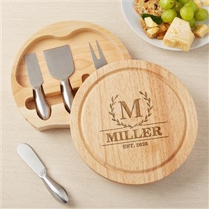 Laurel Initial Personalized Round Cheese Board  Tool Set - 48357