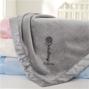 Baby Birth Flower Name Embroidered Baby Blanket - Grey - 48394-G